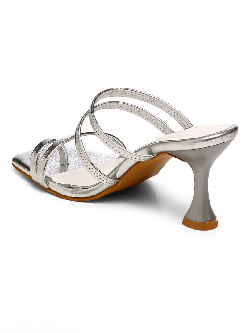 GNIST Silver Multi Strap Stilettos Heel