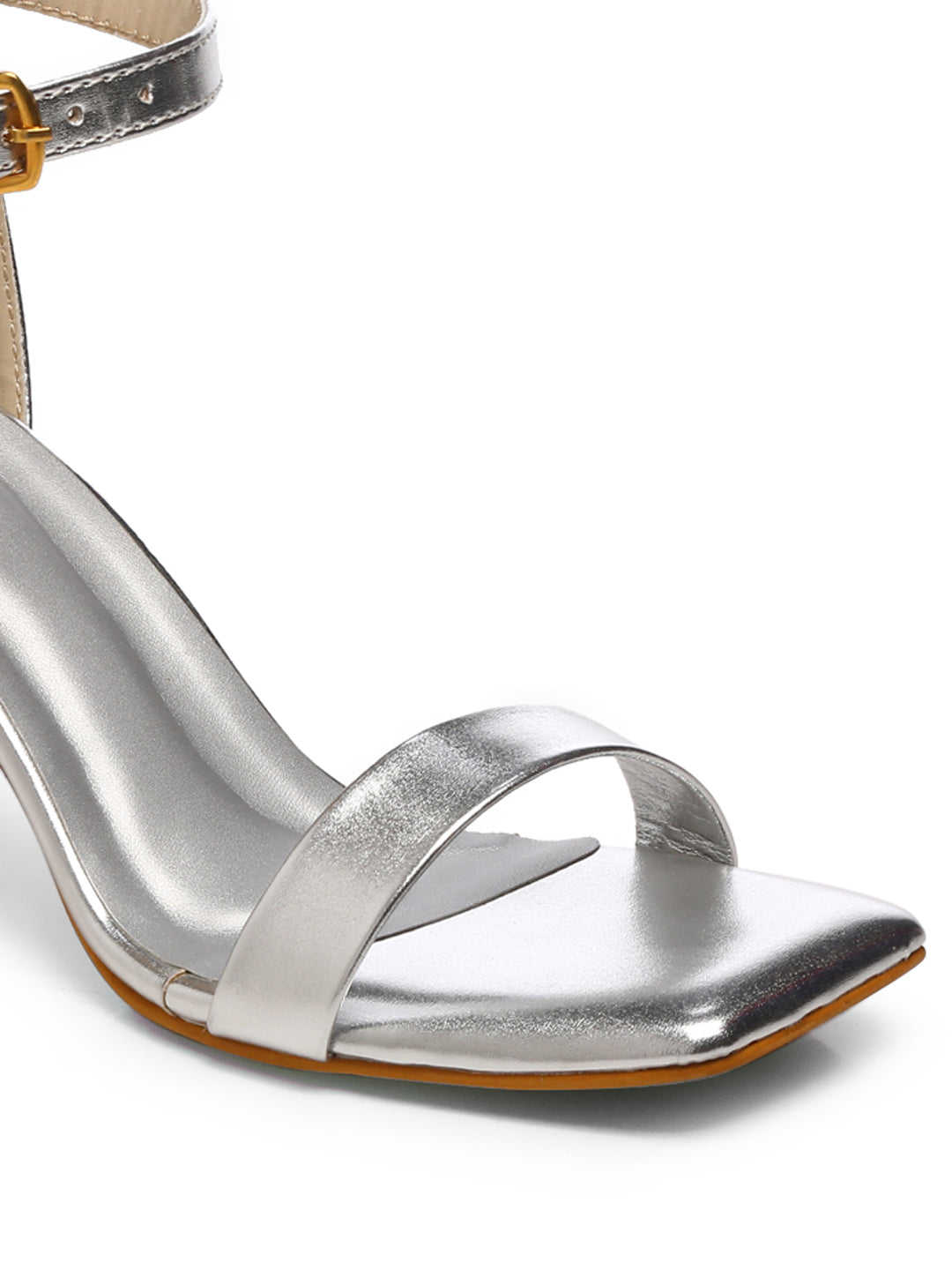 Miu Miu Metallic Silver Leather Ankle Strap Block Heel Sandals Size 39.5  Miu Miu | TLC
