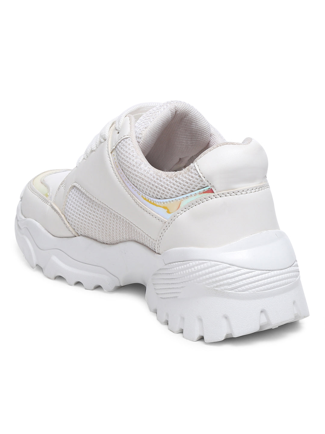 GNIST White Silver Tone Chunky Colour Blocked Sneakers