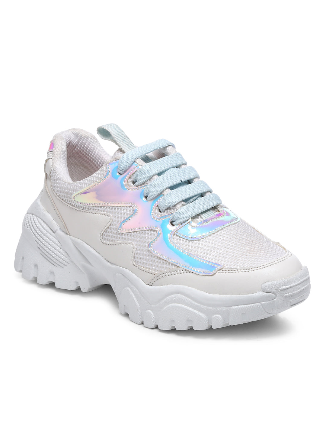 GNIST White Silver Toned Chunky Colour Blocked Sneakers