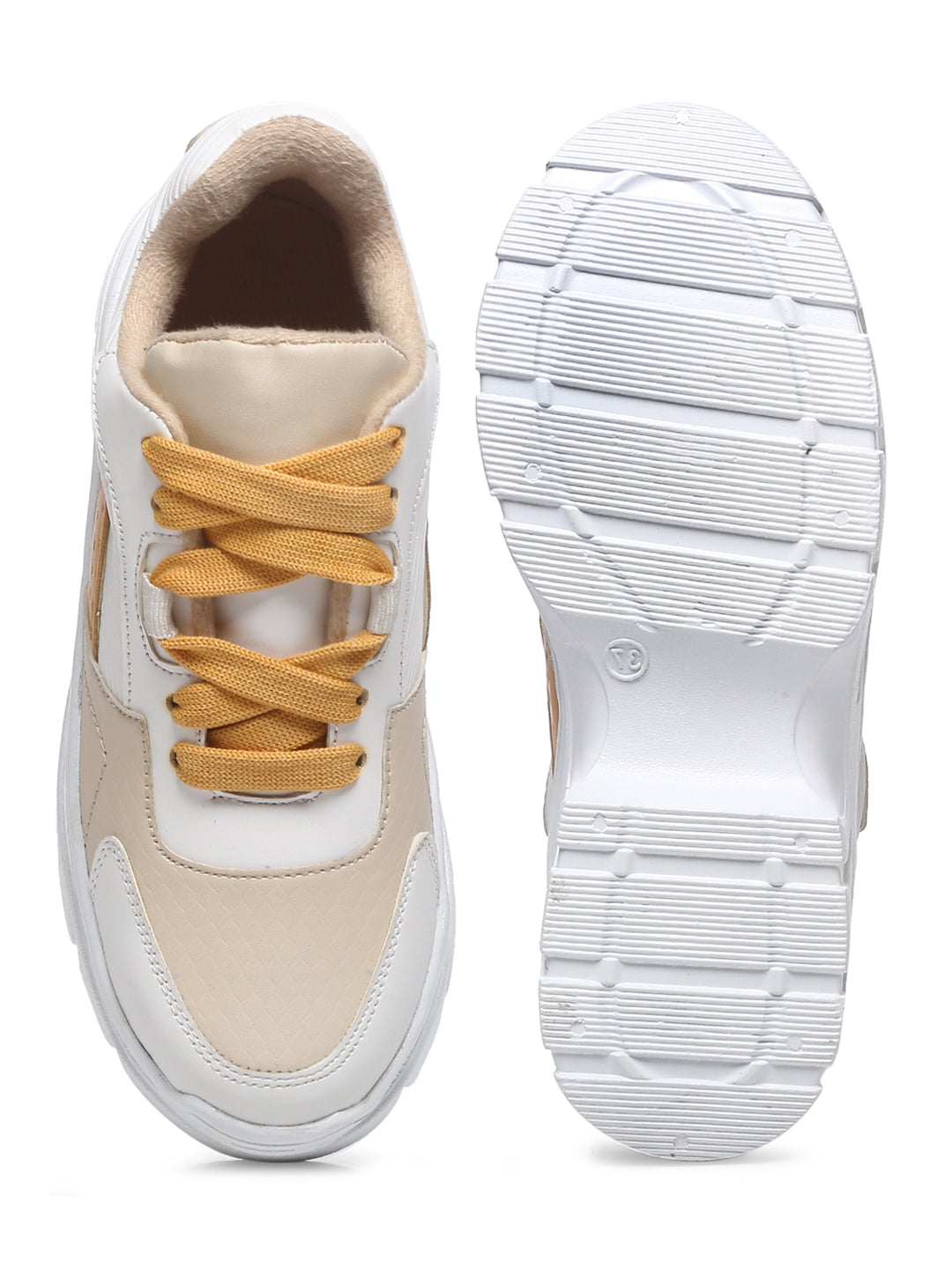 GNIST White Mustard Chunky Colour Blocked Sneakers