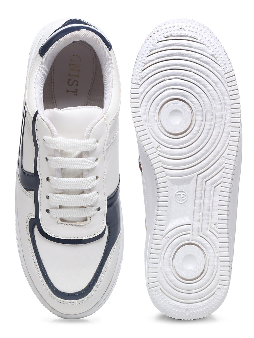GNIST White Navy Colour Blocked Sneakers
