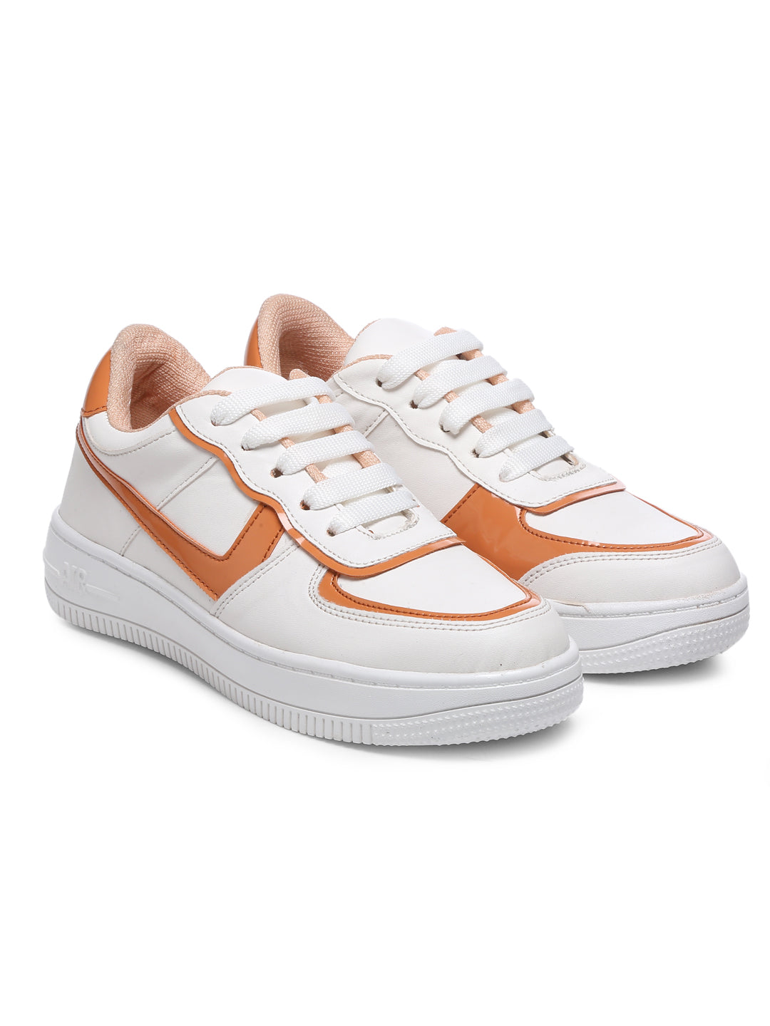 GNIST White Orange Colour Blocked Sneakers