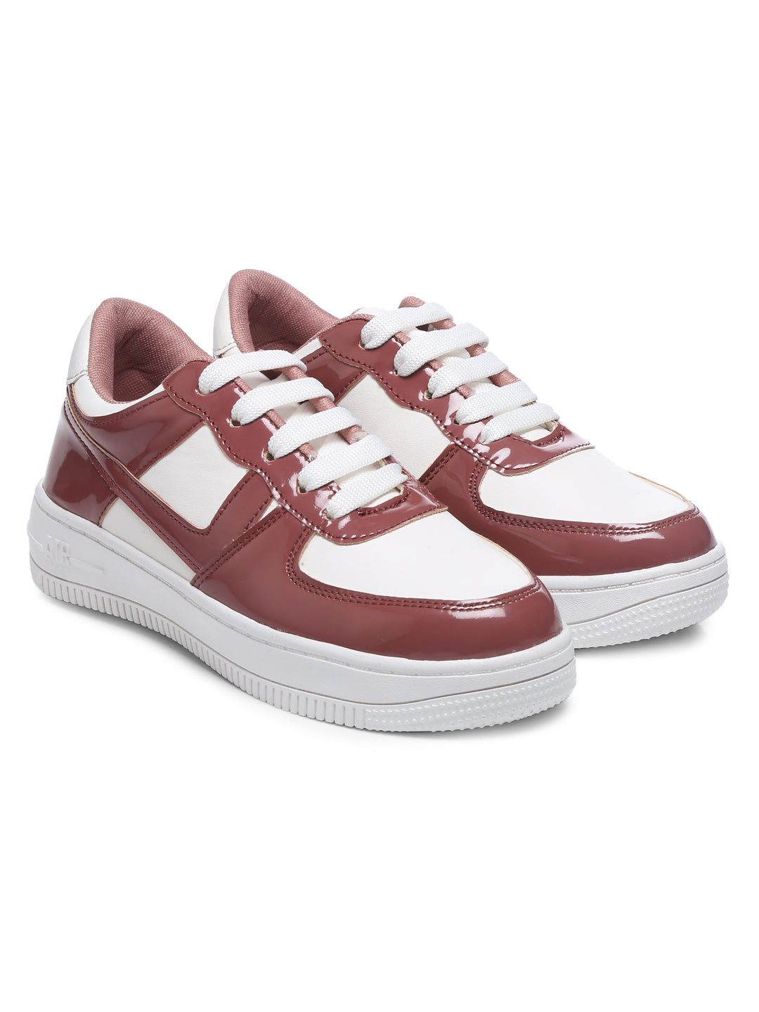 GNIST White Pink Colour Blocked Sneakers