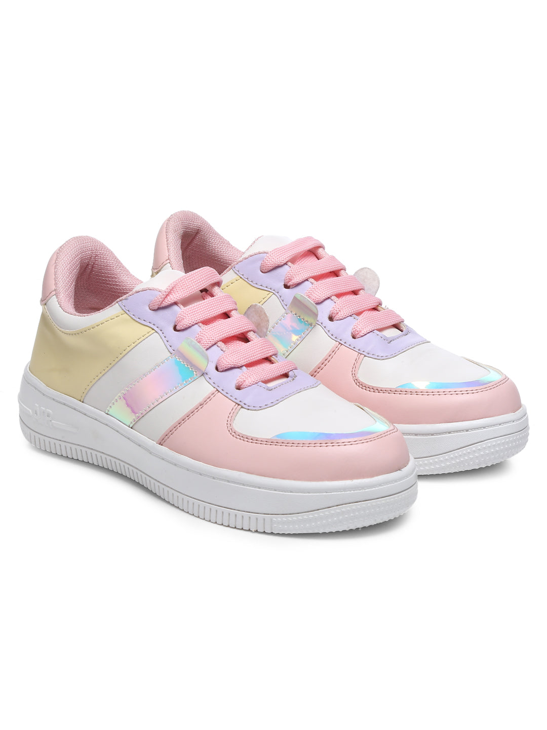 GNIST White Pink Colour Blocked Sneakers