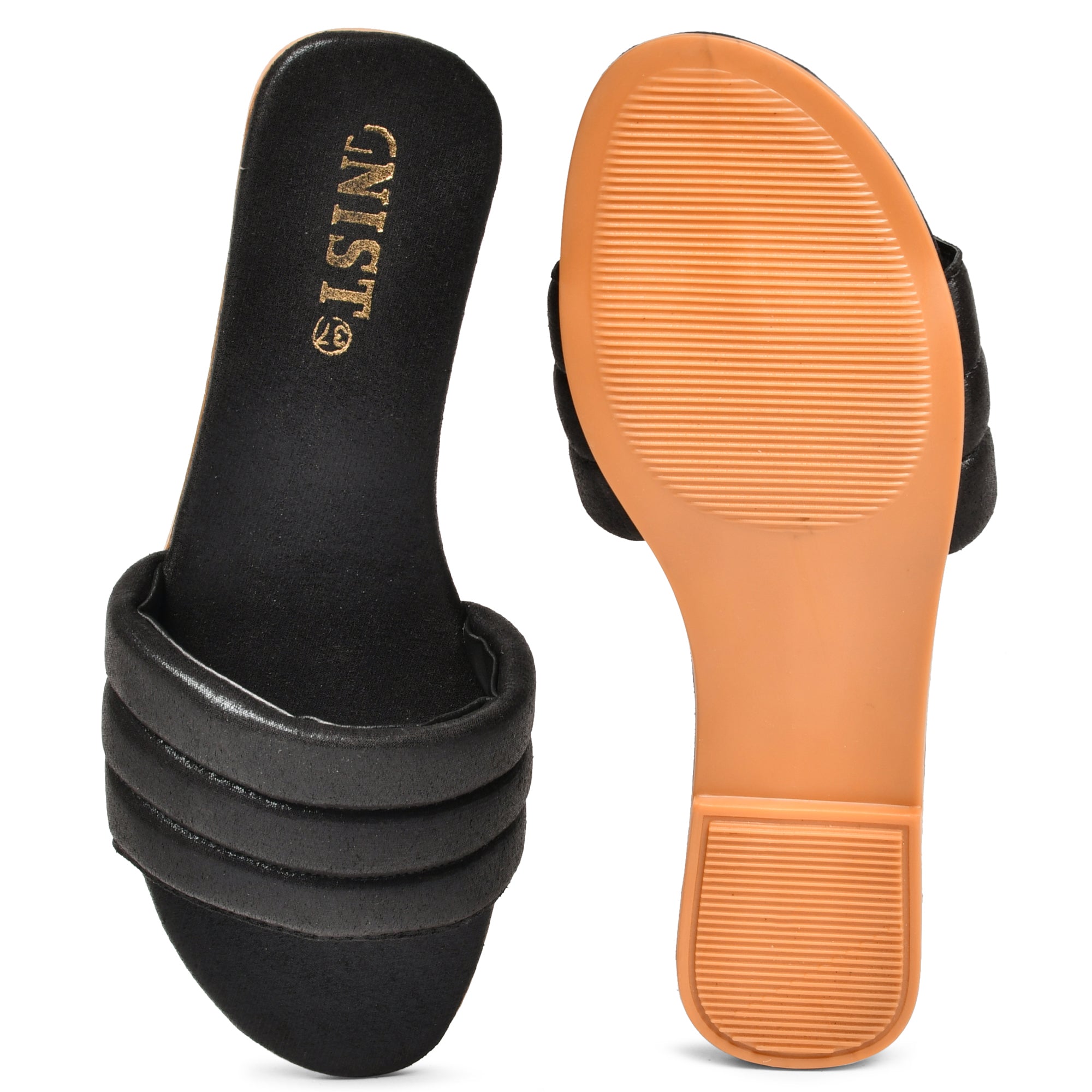 GNIST Puffed Strap Black Sandal