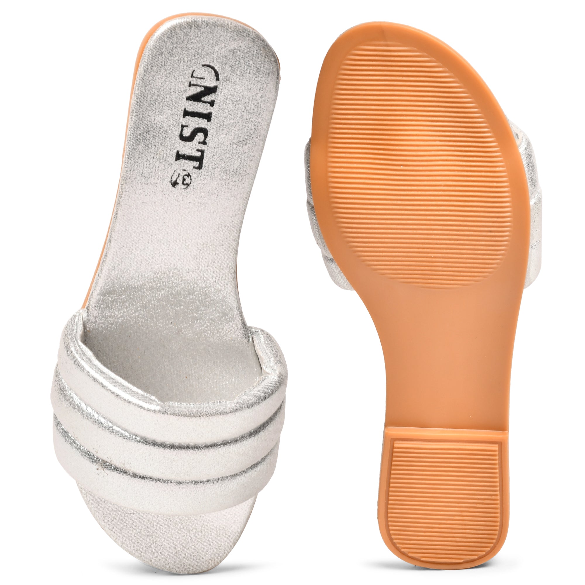GNIST Puffed Strap Silver Sandal