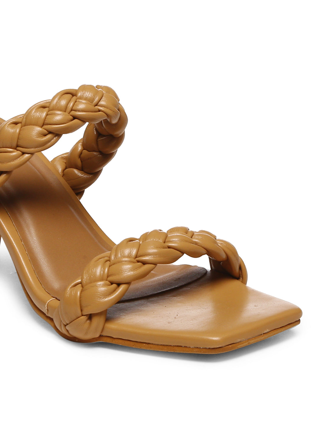 GNIST Tan Braided Block Heel Sandal