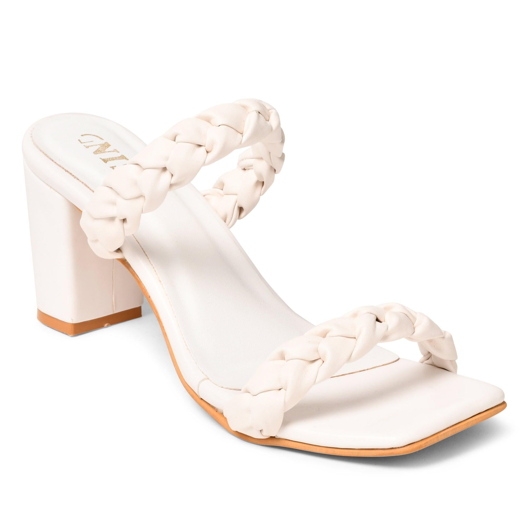 Buy GNIST Women's Gladiator Strapy Chunky Heels - White at Amazon.in