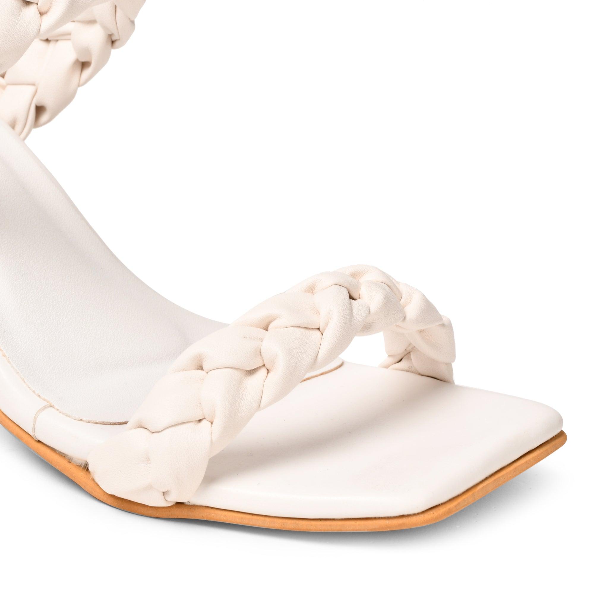 GNIST Braided Strap White Heels - Gnist Fashion