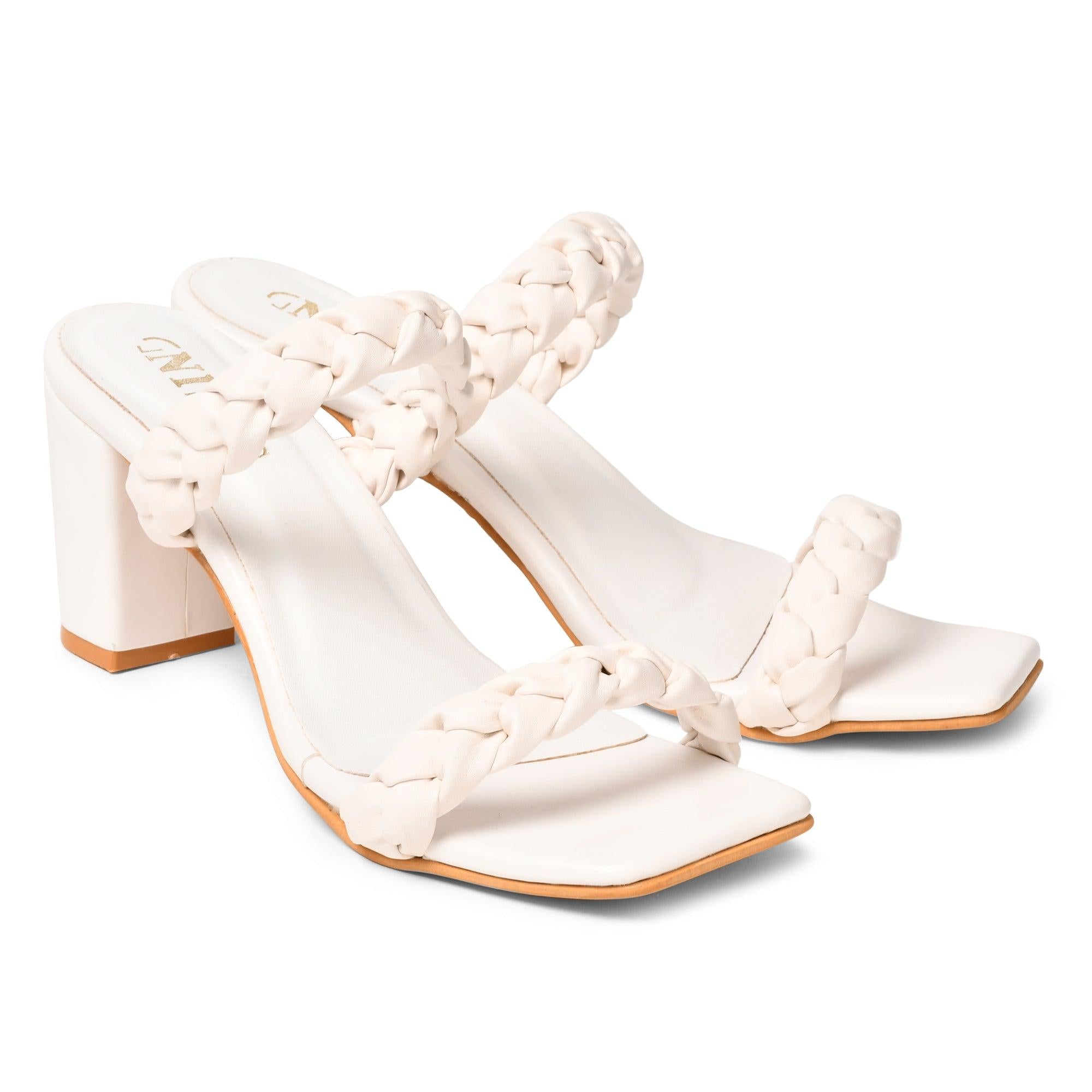 GNIST Braided Strap White Heels – Gnist Footwear