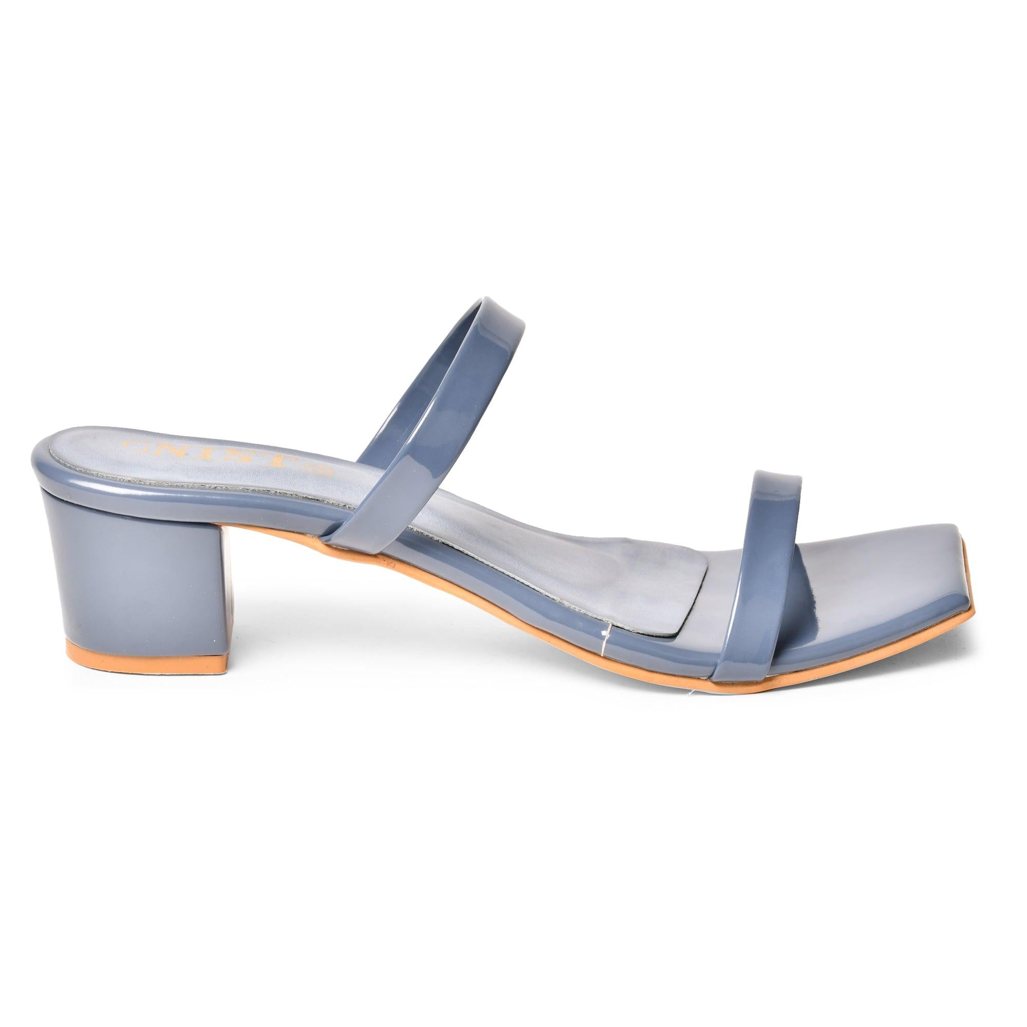 GNIST Chunky Double Strap Blue Block Heels - Gnist Fashion