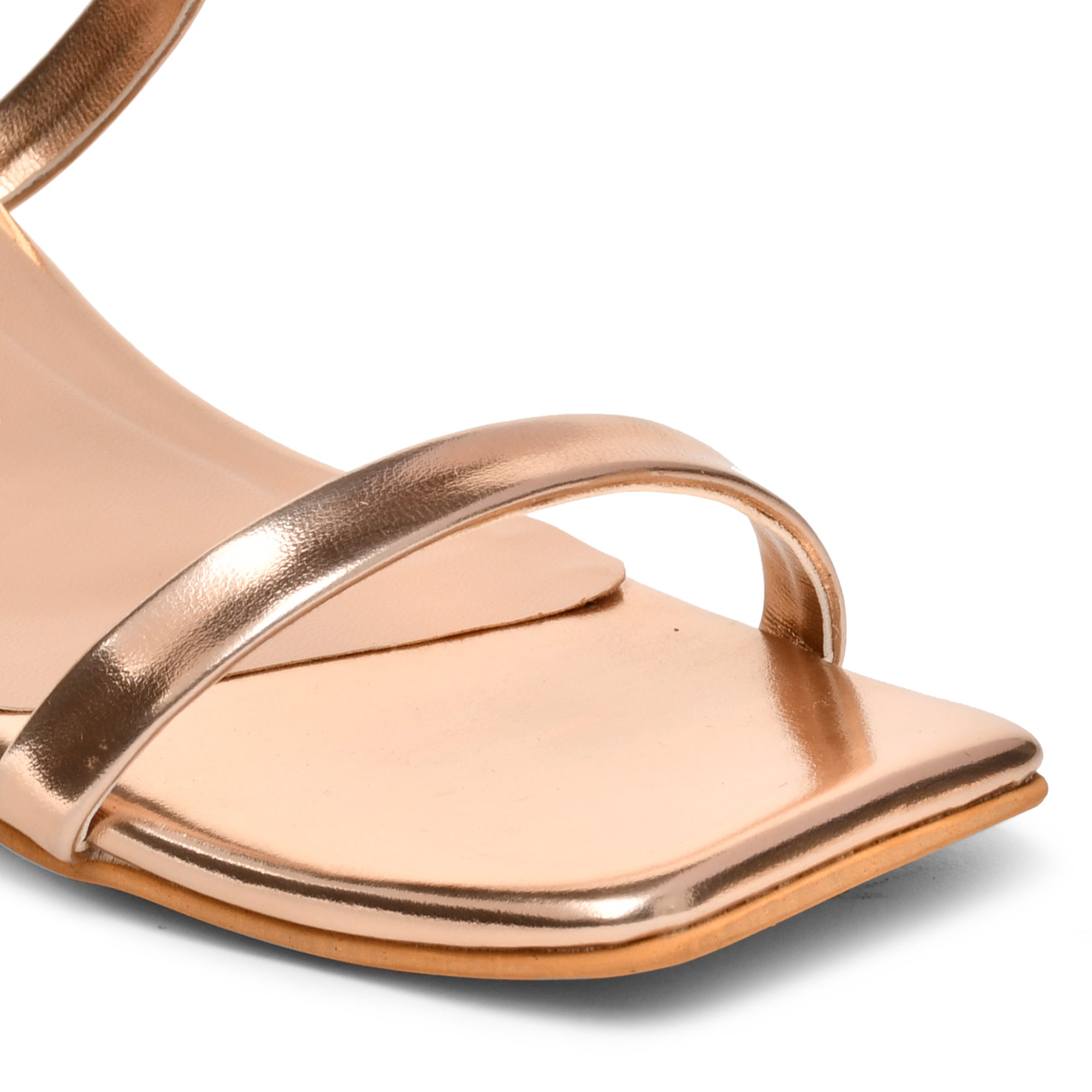 GNIST Double Strap Rosegold Chunky Heels