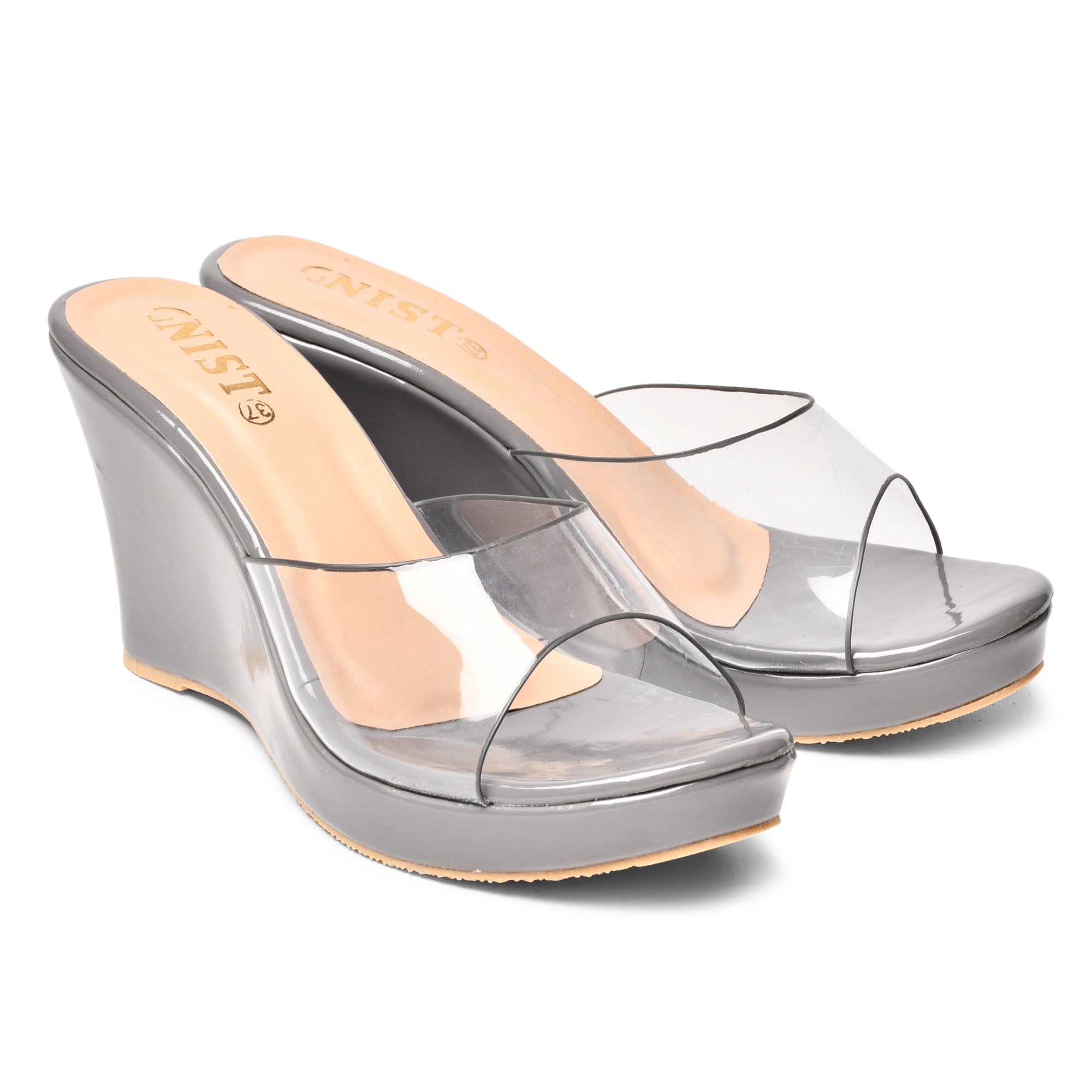 GNIST Transparent Strap Grey Wedge