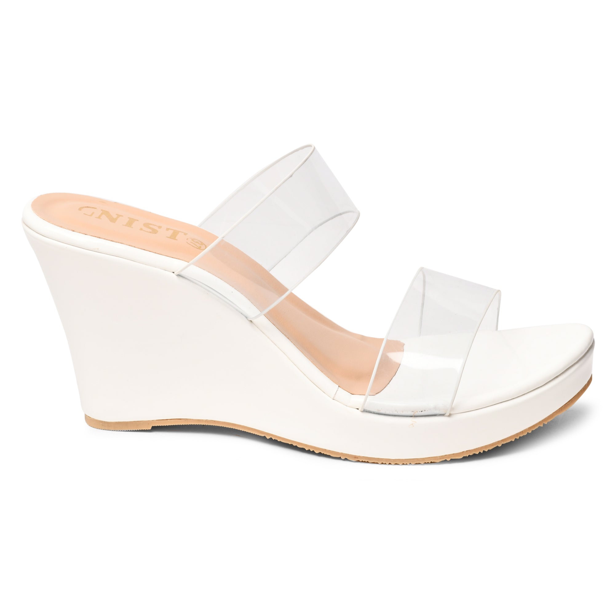 GNIST Double Transparent Strap White Wedge